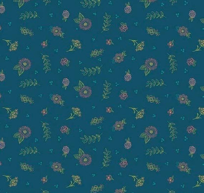 Riley Blake Heather Peterson Market Street Fabric Collection Embroidery Flowers on Navy Premium 100% Quilt Shop Quality Cotton Fabric