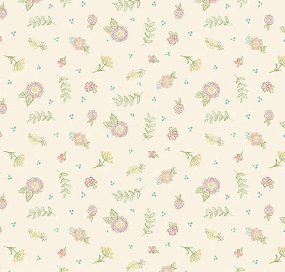 Riley Blake Heather Peterson Market Street Fabric Collection Embroidery Flowers on Cream Premium 100% Quilt Shop Quality Cotton Fabric