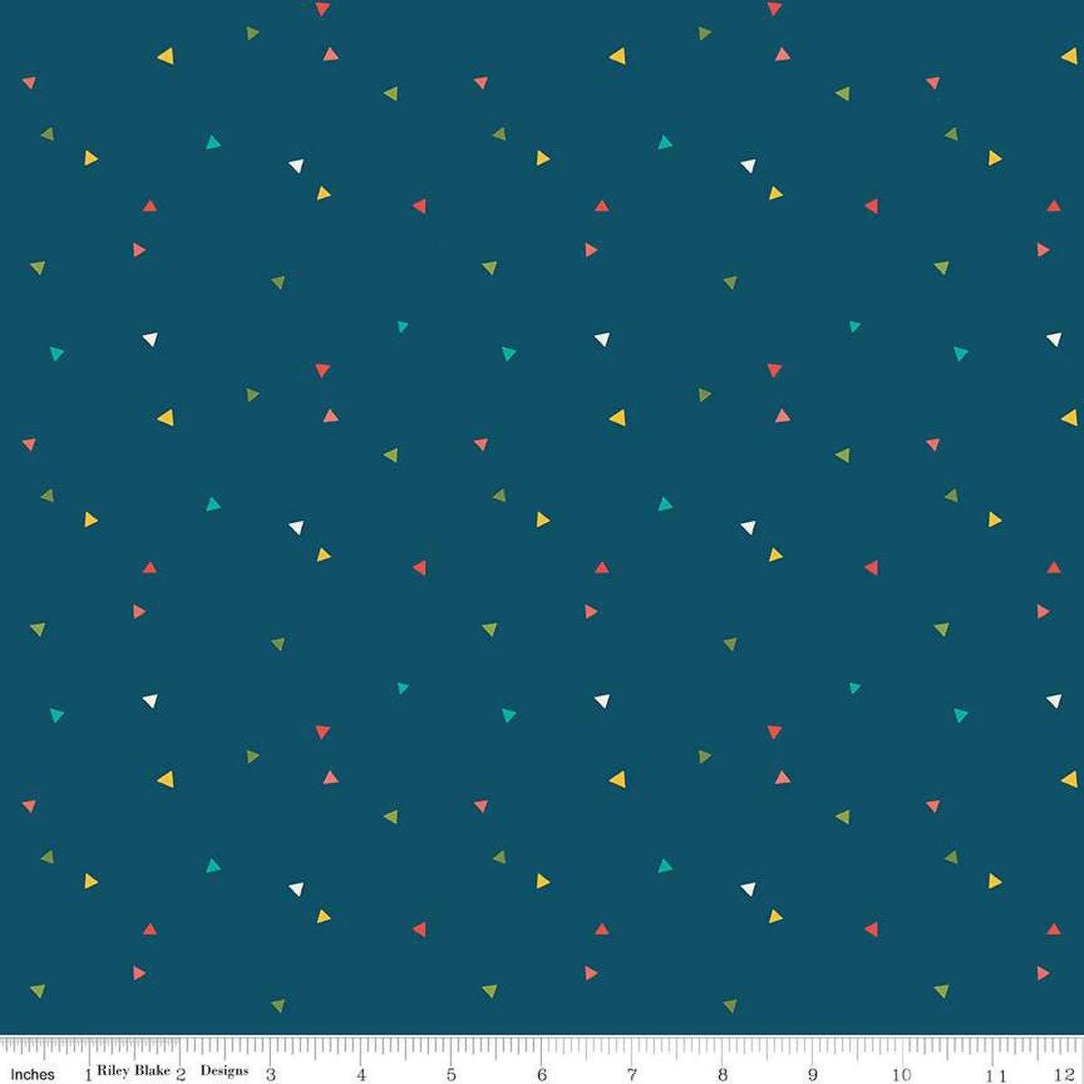 Riley Blake Heather Peterson Market Street Fabric Collection Triangles on Navy Premium 100% Quilt Shop Quality Cotton Fabrics