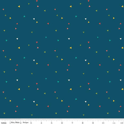 Riley Blake Heather Peterson Market Street Fabric Collection Triangles on Navy Premium 100% Quilt Shop Quality Cotton Fabrics