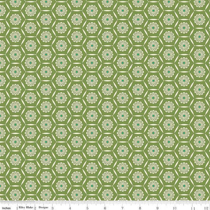 Riley Blake Heather Peterson Market Street Fabric Collection Hexagons on Green Premium 100% Quilt Shop Quality Cotton Fabrics