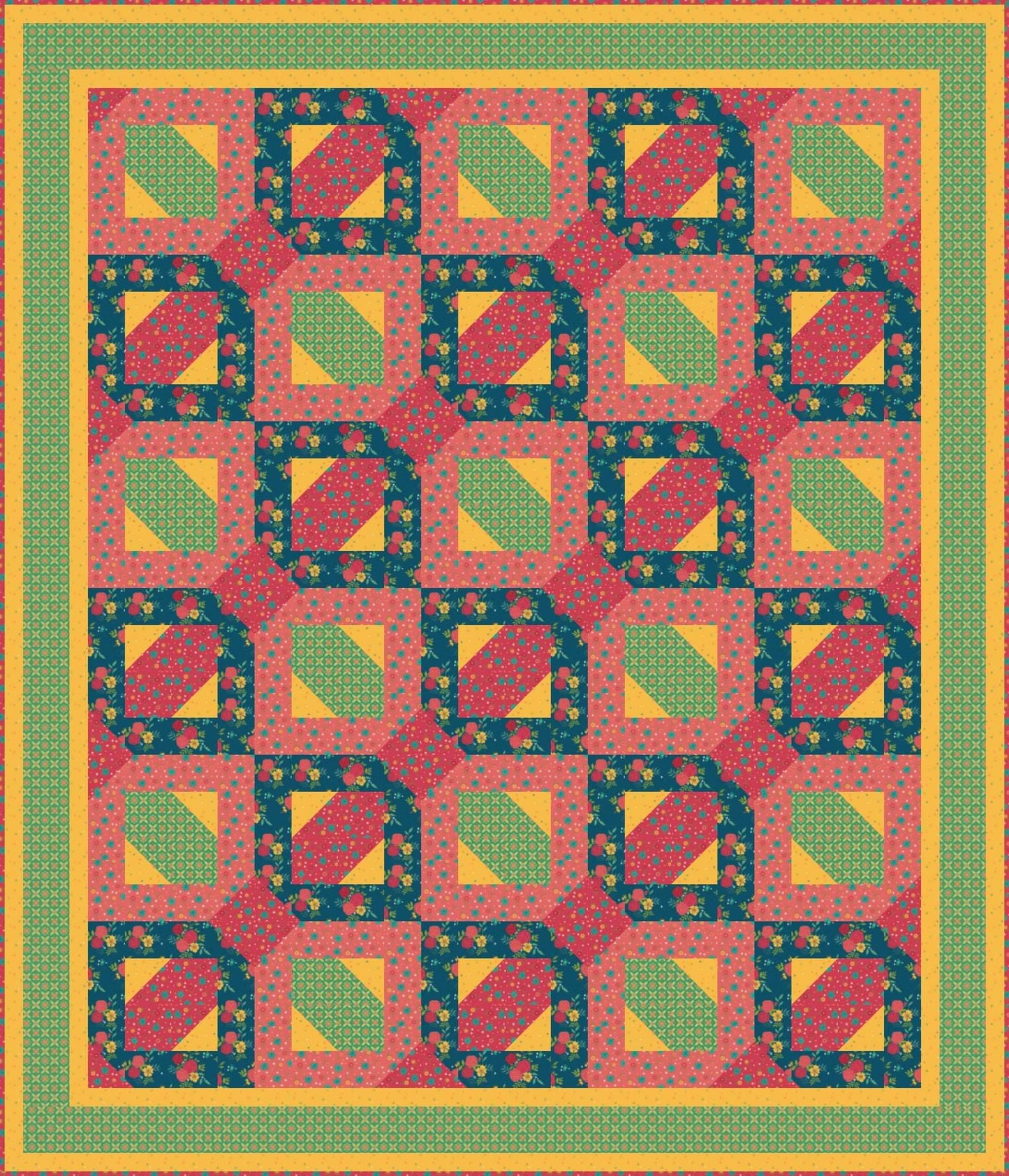 LIMITED EDITION!! Fabric Cafe Passage Quilt Kit Featuring Riley Blake Market Street Fabric Collection Finished Size: 54”x63"