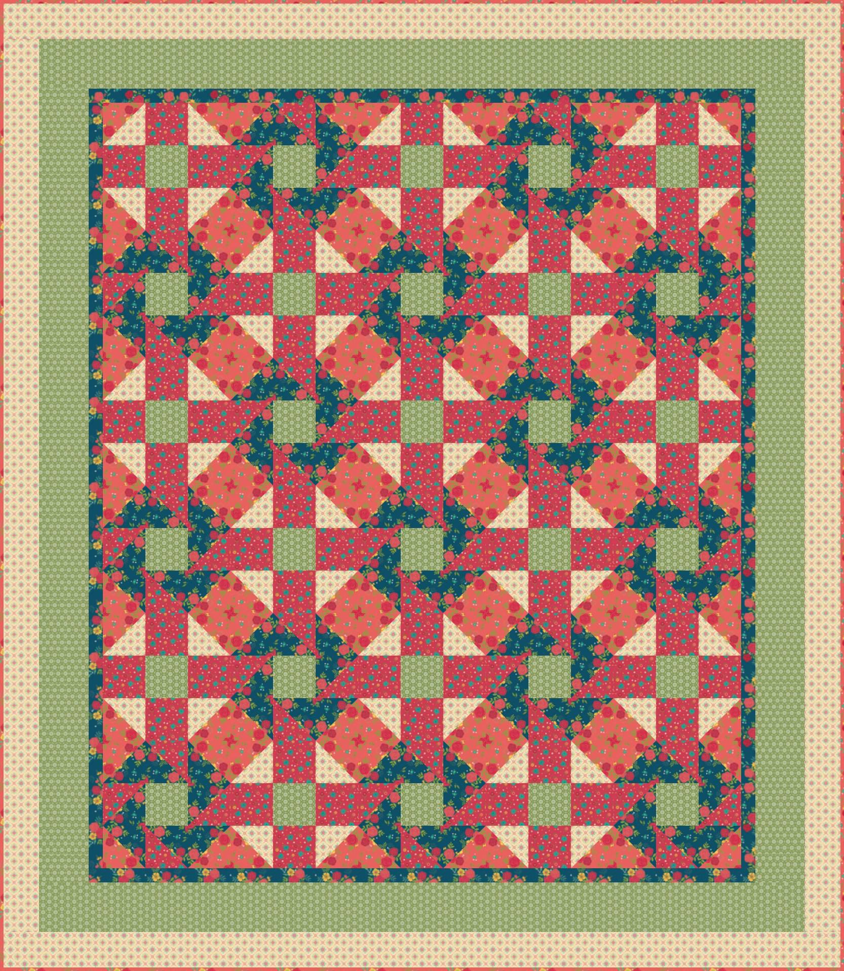 LIMITED EDITION!! Fabric Cafe Twister Quilt Kit Featuring Riley Blake Market Street Fabric Collection Finished Size: 59.5”x68.5"