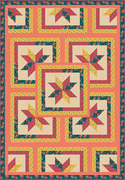 LIMITED EDITION!! Fabric Cafe Zenith Quilt Kit Featuring Riley Blake Market Street Fabric Collection Finished Size: 50"x72"