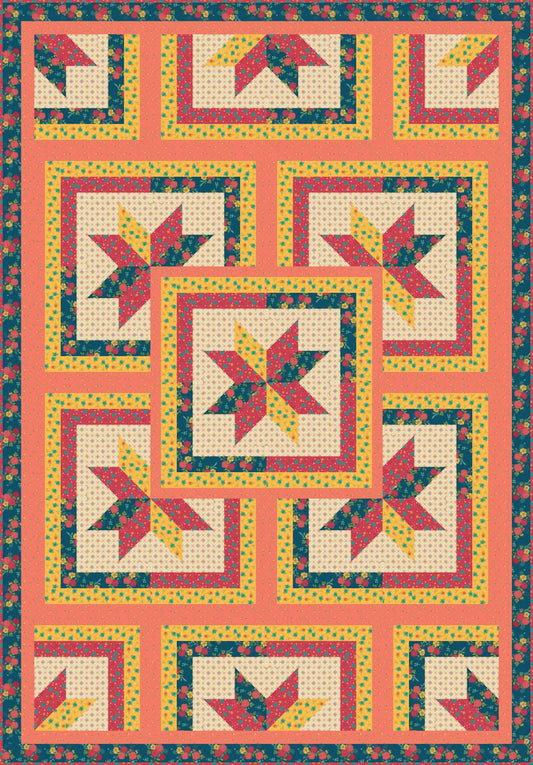 LIMITED EDITION!! Fabric Cafe Zenith Quilt Kit Featuring Riley Blake Market Street Fabric Collection Finished Size: 50"x72"