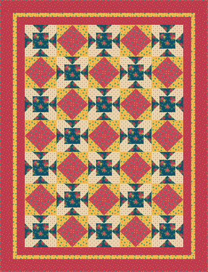 LIMITED EDITION!! Fabric Cafe Eclipse Quilt Kit Featuring Riley Blake Market Street Fabric Collection Finished Size: 52.5"x68.5"