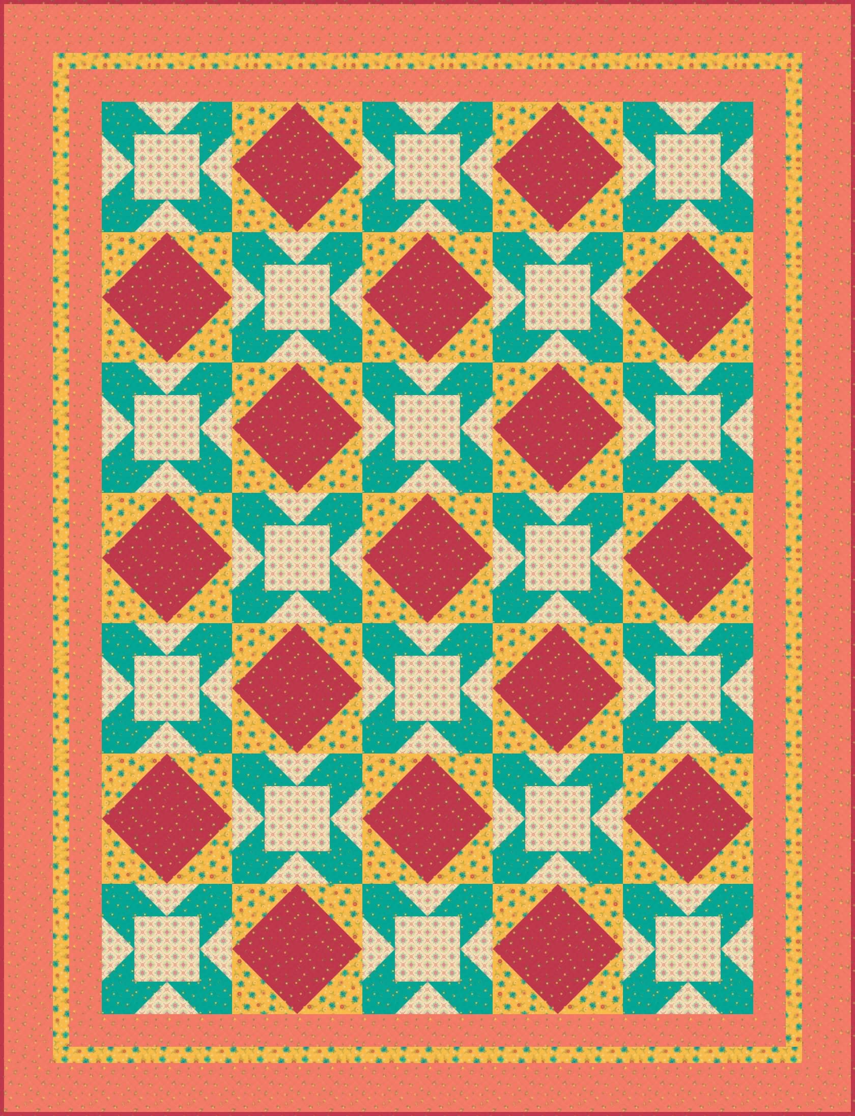 LIMITED EDITION!! Fabric Cafe Eclipse Quilt Kit Featuring Riley Blake Market Street Fabric Collection Finished Size: 52.5"x68.5"