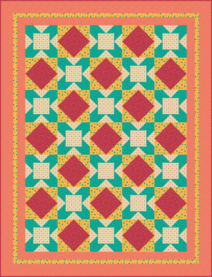 LIMITED EDITION!! Fabric Cafe Eclipse Quilt Kit Featuring Riley Blake Market Street Fabric Collection Finished Size: 52.5"x68.5"