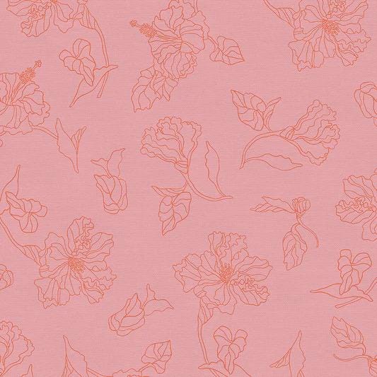 Paintbrush Studio Botanica Fabric Collection Hibiscus on Pink Authentic Premium 100% Cotton Quilt Shop Quality Fabrics