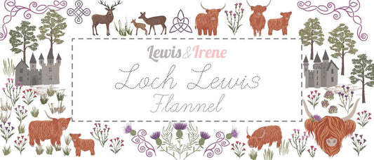LAST BOLT!! Lewis & Irene Loch Lewis Flannel Fabric Collection Thistle on Dark Purple Premium 100% Cotton Flannel Fabrics