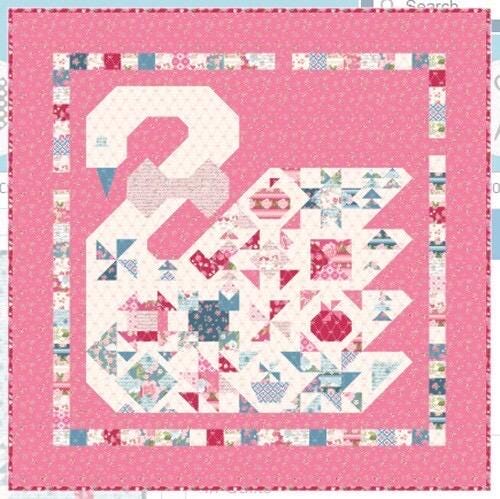 NEW ARRIVAL!! Poppie Cotton Pink Swan Song Quilt Kit Featuring Poppie Cotton Stolen Moments Fabric Collection Finished Size: 58"x58"