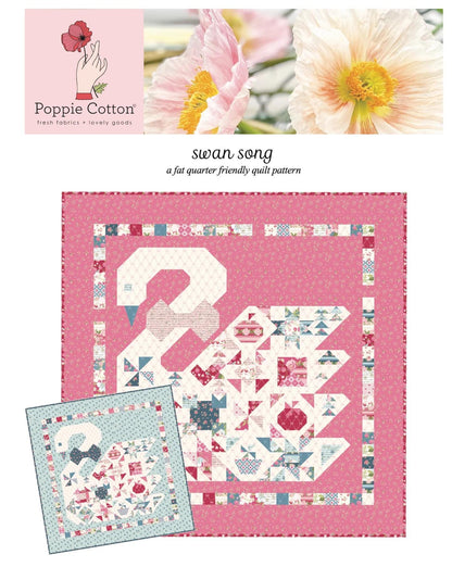 NEW ARRIVAL!! Poppie Cotton Pink Swan Song Quilt Kit Featuring Poppie Cotton Stolen Moments Fabric Collection Finished Size: 58"x58"