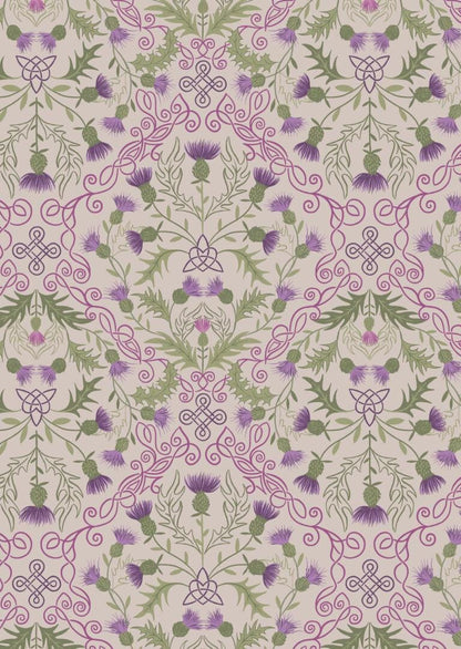 LAST BOLT!! Lewis & Irene Loch Lewis Flannel Fabric Collection Purple Thistle on Natural Premium 100% Cotton Flannel Fabrics