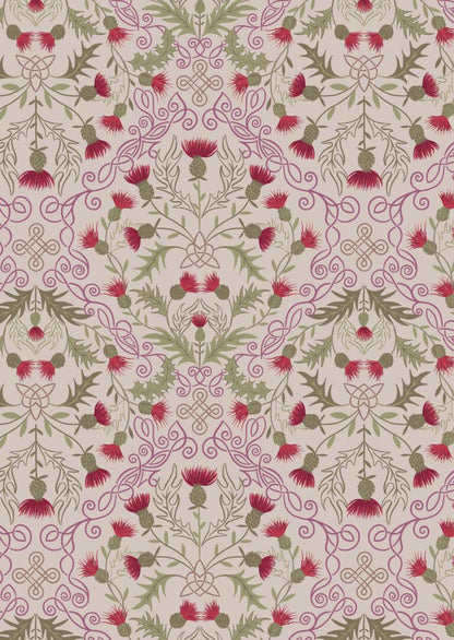 LAST BOLT!! ewis & Irene Loch Lewis Flannel Fabric Collection Red Thistle on Natural Premium 100% Cotton Flannel Fabrics