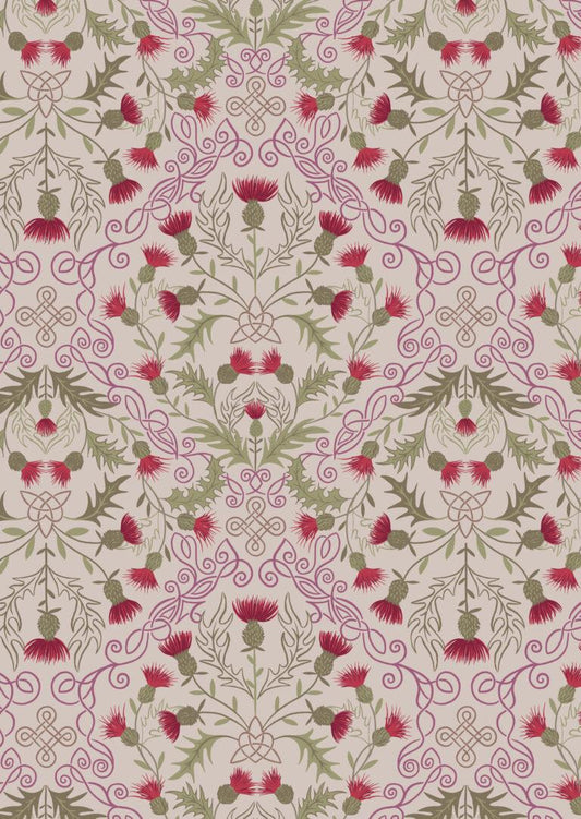LAST BOLT!! ewis & Irene Loch Lewis Flannel Fabric Collection Red Thistle on Natural Premium 100% Cotton Flannel Fabrics