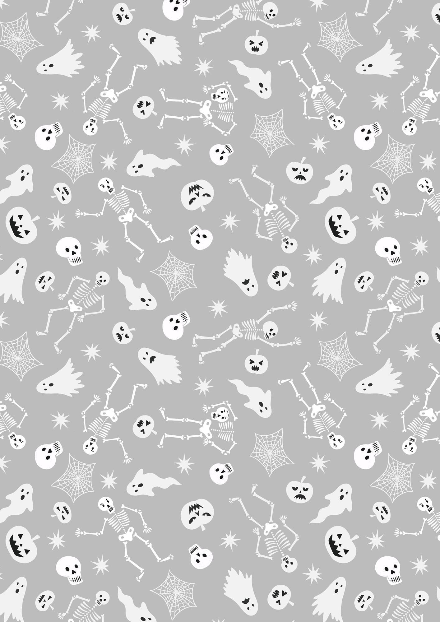 Glow-In-The-Dark Lewis & Irene Witchy Woods Fabric Collection Spooky Friends on Ghostly Gray Authentic Premium 100% Cotton Fabrics