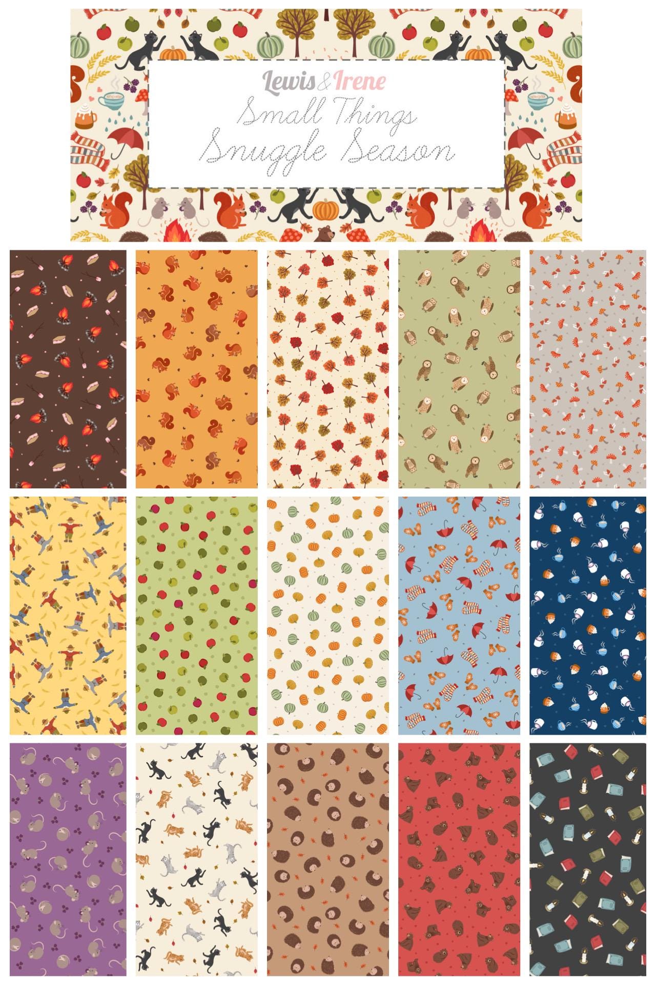 Lewis & Irene Small Things Snuggle Season Fabric Collection Warming Mugs on Dark Blue Authentic Premium 100% Cotton Fabrics