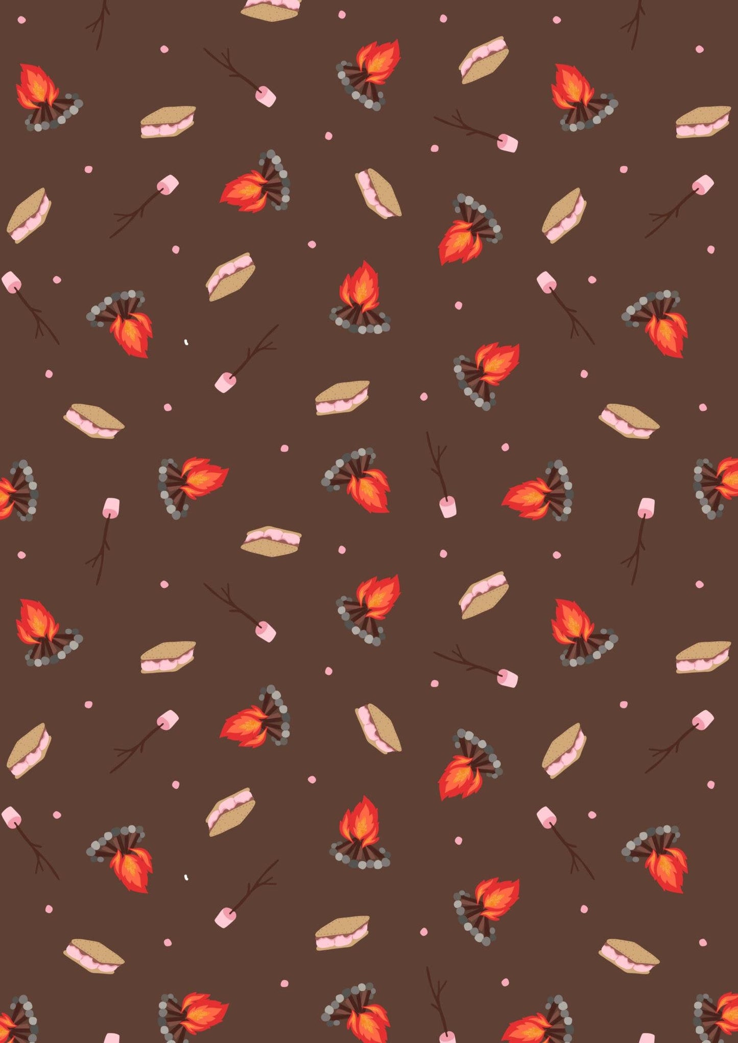 Lewis & Irene Small Things Snuggle Season Fabric Collection Campfire Mallows on Chocolate Authentic Premium 100% Cotton Fabrics