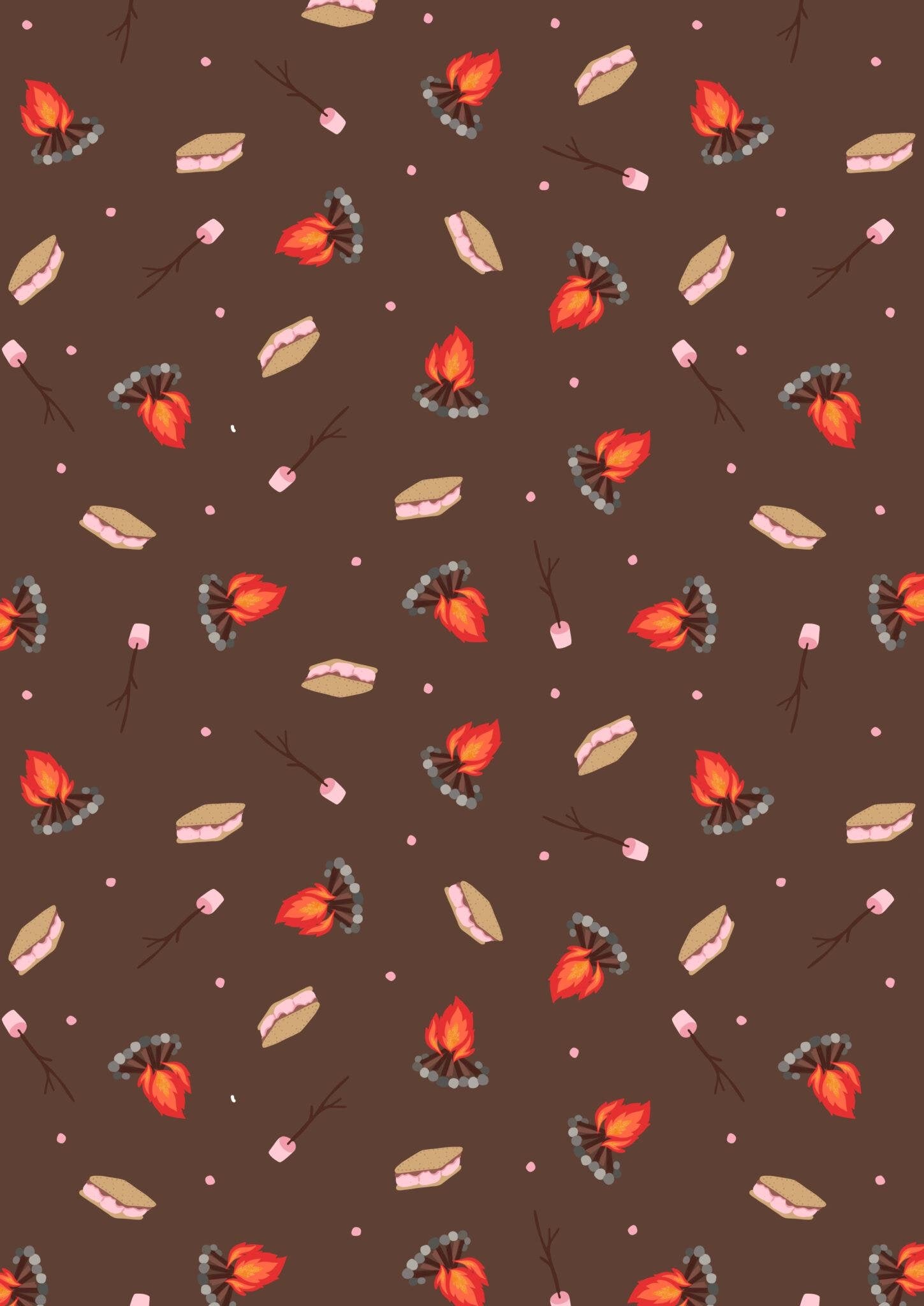 Lewis & Irene Small Things Snuggle Season Fabric Collection Campfire Mallows on Chocolate Authentic Premium 100% Cotton Fabrics