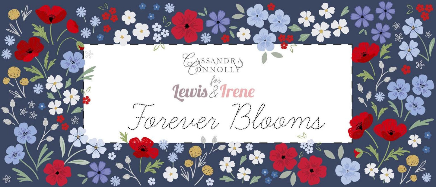 Lewis & Irene Forever Blooms Fabric Collection Ephemeral Beauty on Prussian Blue Premium 100% Cotton Quilt Shop Quality Fabrics