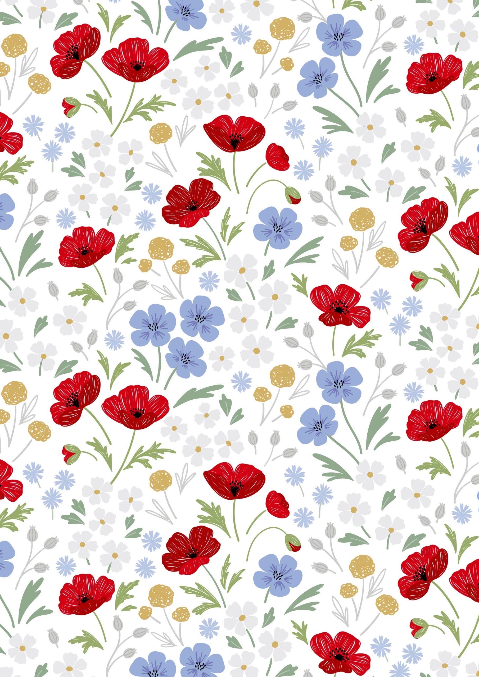 Lewis & Irene Forever Blooms Fabric Collection Wild Blooms on White Premium 100% Cotton Quilt Shop Quality Fabrics