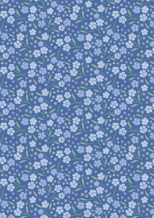 Lewis & Irene Forever Blooms Fabric Collection Forevermore on Mid-Blue Premium 100% Cotton Quilt Shop Quality Fabrics