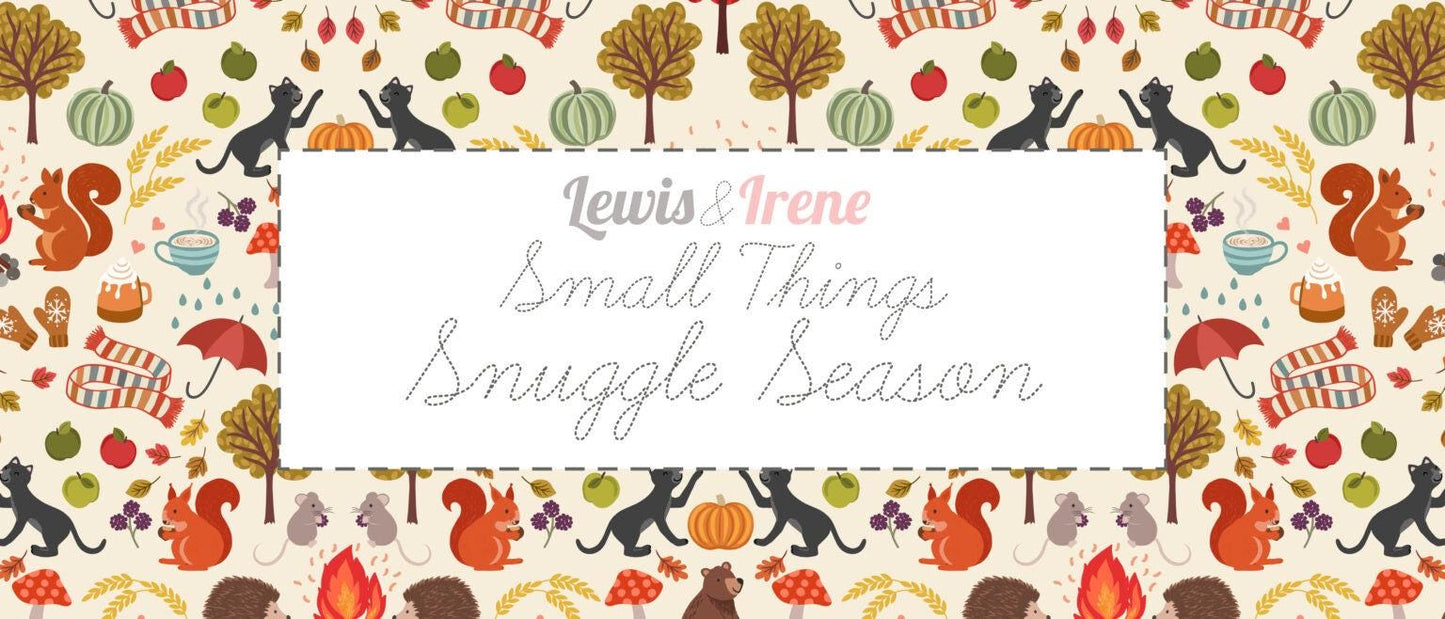 Lewis & Irene Small Things Snuggle Season Fabric Collection Harvest Mice and Berries on Warm Lavender Authentic Premium 100% Cotton Fabrics
