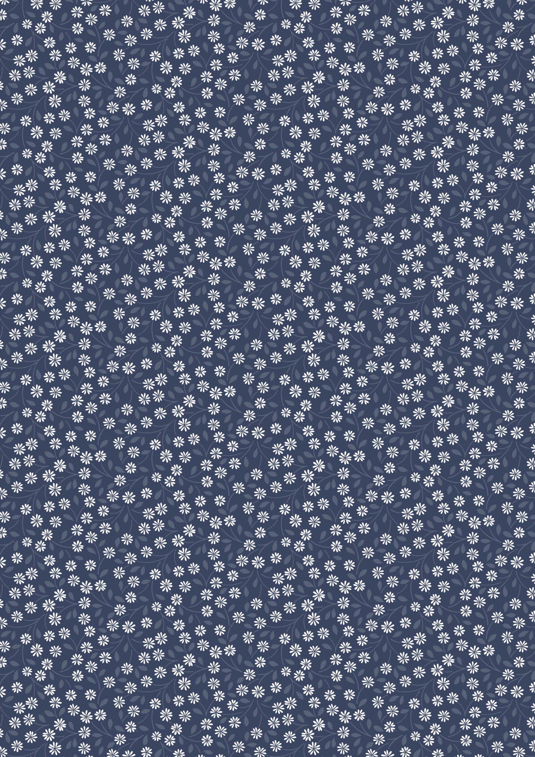 Lewis & Irene Forever Blooms Fabric Collection Interlaced Blossoms on Prussian Blue Premium 100% Cotton Quilt Shop Quality Fabrics