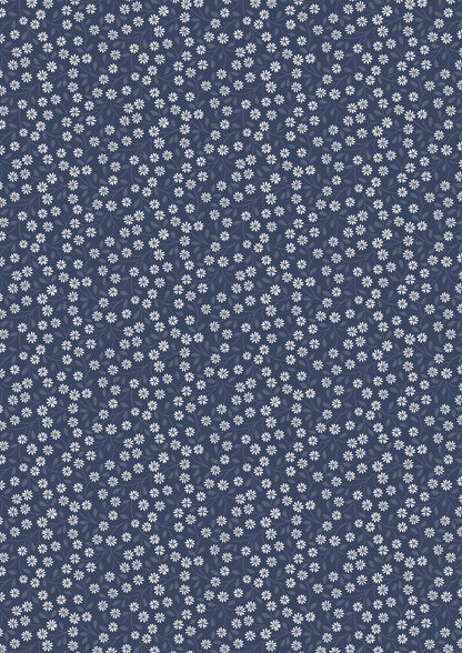 Lewis & Irene Forever Blooms Fabric Collection Interlaced Blossoms on Prussian Blue Premium 100% Cotton Quilt Shop Quality Fabrics