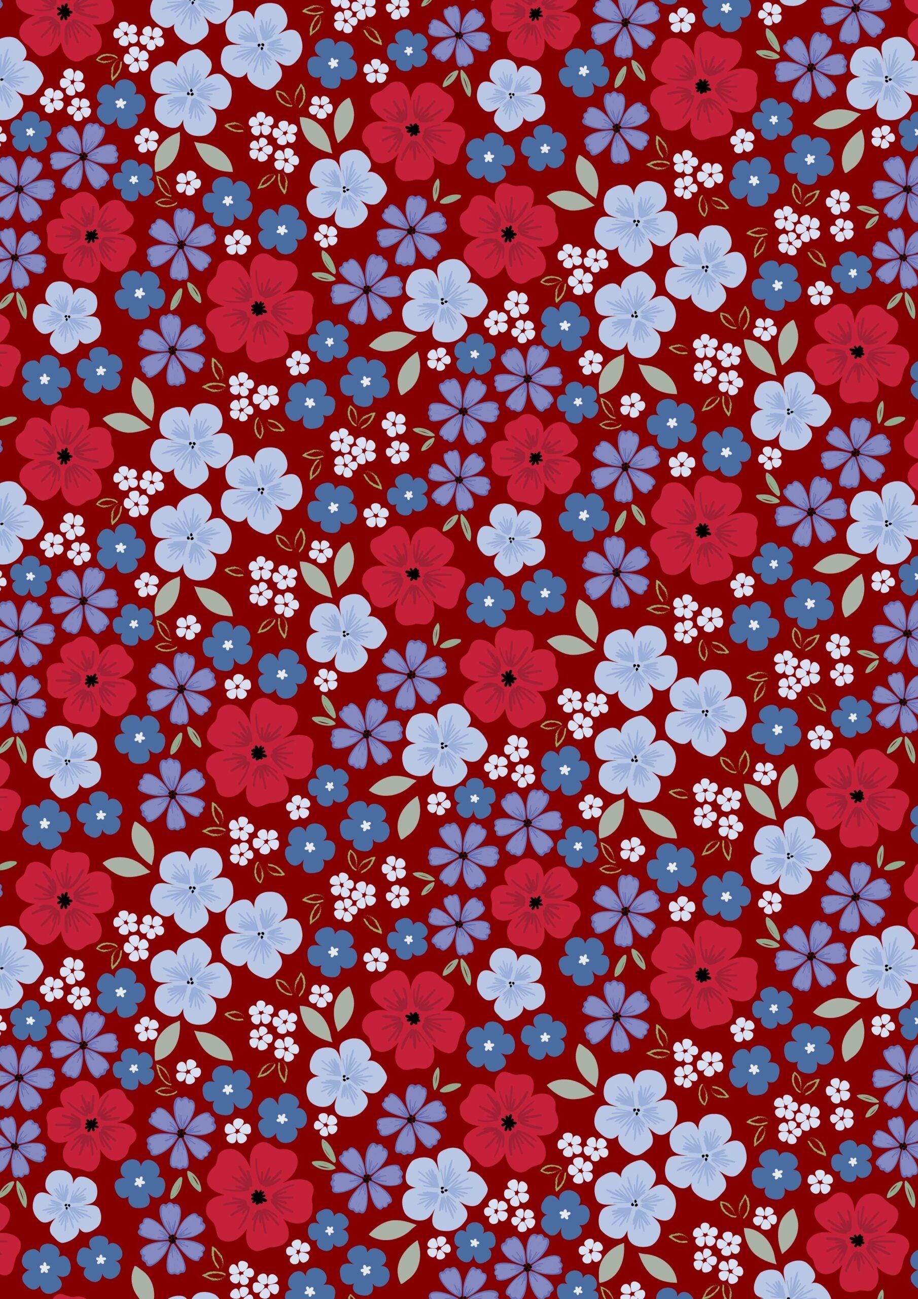 Lewis & Irene Forever Blooms Fabric Collection Floral Palette on Claret Premium 100% Cotton Quilt Shop Quality Fabrics