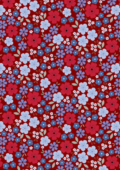 Lewis & Irene Forever Blooms Fabric Collection Floral Palette on Claret Premium 100% Cotton Quilt Shop Quality Fabrics