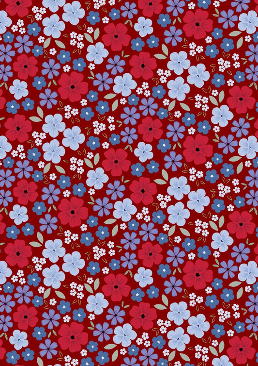 Lewis & Irene Forever Blooms Fabric Collection Floral Palette on Claret Premium 100% Cotton Quilt Shop Quality Fabrics