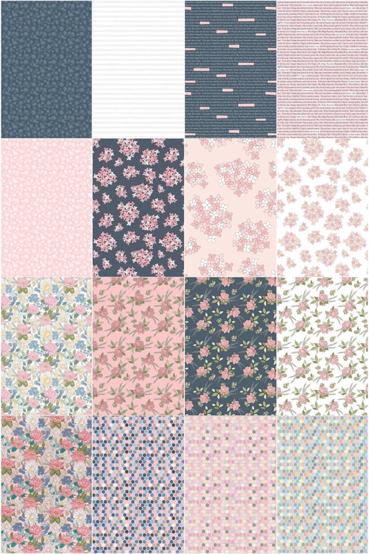 LAST ONE! Poppie Cotton Country Roads Fabric Collection 16pc Half-Yard Bundle (8 Yards Total) Premium 100% Cotton Quilt Shop Quality Fabrics