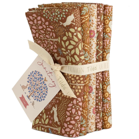 Tilda Sanctuary Caramel & Ochre Fabric Collection 5pc Fat Quarter Bundle Authentic Premium 100% Cotton Fabrics