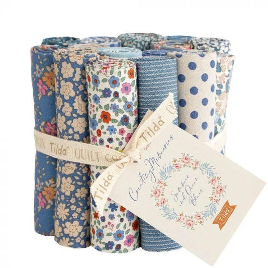 Tilda Creating Memories Summer and Ocean Blues Fabric Collection 16pc Fat Eight Bundle Authentic Premium 100% Cotton Fabrics
