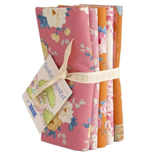 Tilda Sunday Brunch Pink & Ginger Fabric Collection 5pc Fat Quarter Bundle Authentic Premium 100% Cotton Fabrics