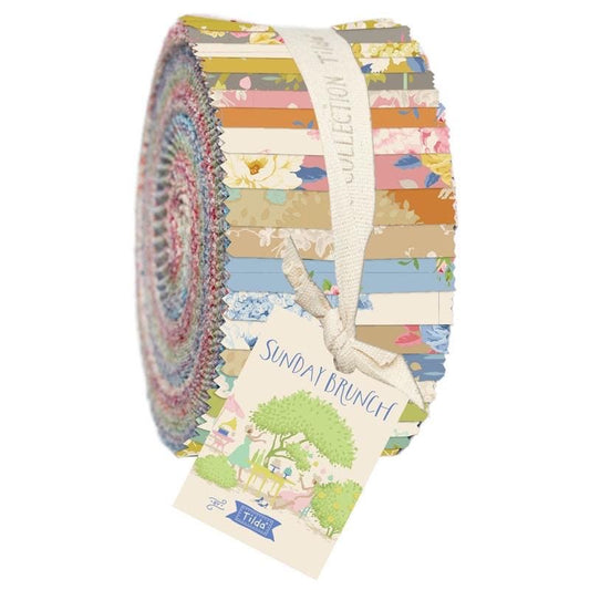 Tilda Sunday Brunch Fabric Collection 40pc Jellyroll (2.5" Strips) Authentic Premium 100% Cotton Fabrics
