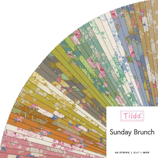 Tilda Sunday Brunch Fabric Collection 40pc Jellyroll (2.5" Strips) Authentic Premium 100% Cotton Fabrics