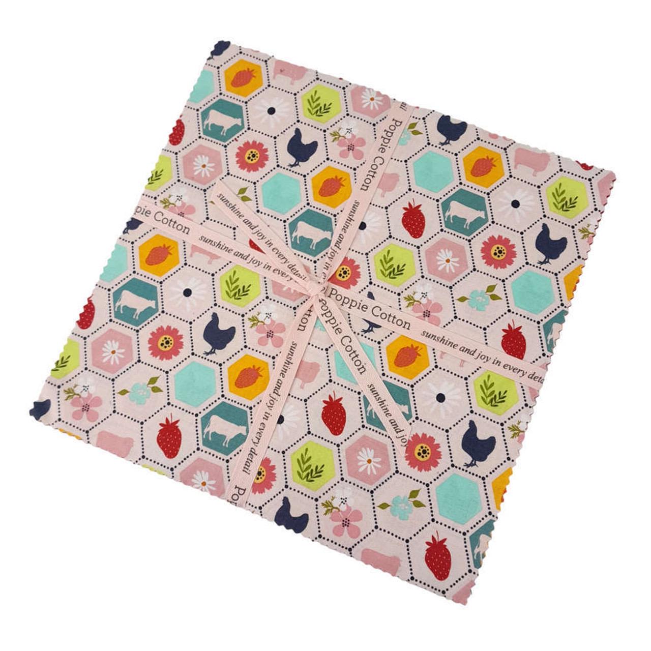 Poppie Cotton Sunshine & Chamomile Fabric Collection 42 pc 5" Stacker Authentic Premium 100% Cotton Quilt Shop Quality Fabrics