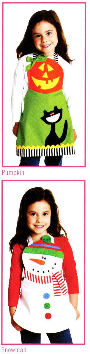 Cotton Ginny's Holiday Friends Child's Aprons Pattern - Includes Sizes 3-8