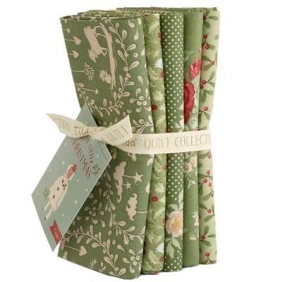Tilda Merry Little Christmas (Green) Fabric Collection 5pc Fat Quarter Bundle Authentic Premium 100% Cotton Fabrics