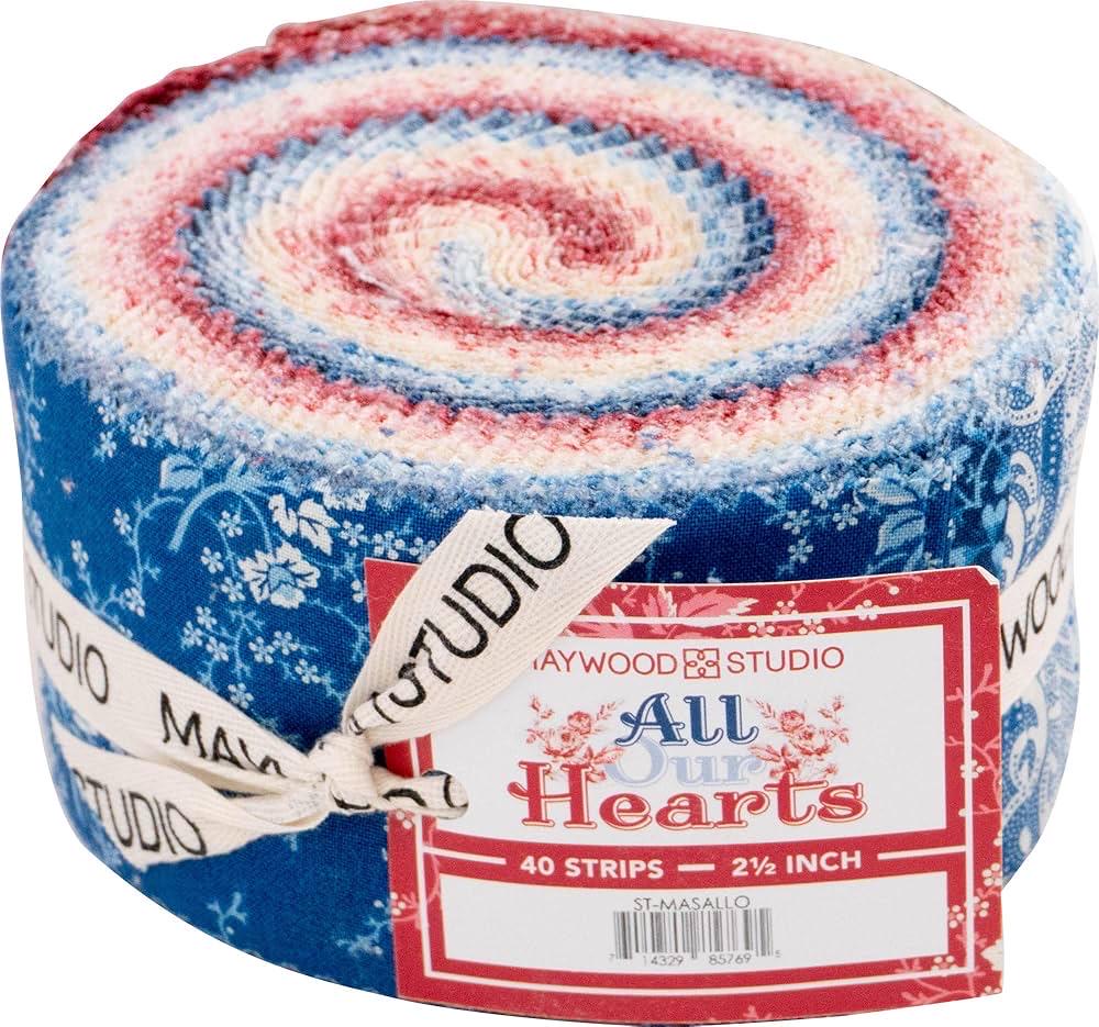 Maywood Studio All Our Hearts Fabric Collection 40pc (2.5" Strips) Jellyroll Authentic Premium 100% Cotton Fabrics