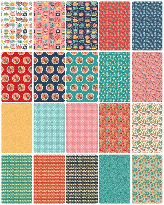 Poppie Cotton Betsy’s Sewing Box Fabric Collection Strawberry Pie on Red Authentic Premium 100% Cotton Fabrics