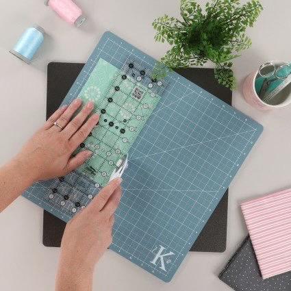 Kimberbebll 14"x14" Dusty Blue Rotating Cutting Mat - Easily Square Up Blocks ~ Perfect For Use With Orange Pop Rulers! KDTL124