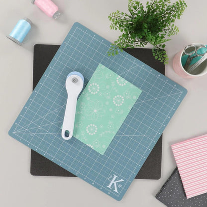 Kimberbebll 14"x14" Dusty Blue Rotating Cutting Mat - Easily Square Up Blocks ~ Perfect For Use With Orange Pop Rulers! KDTL124