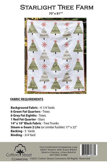 Cotton Street Commons Starlight Tree Farm Quilt Pattern Finished Size 70”x81”