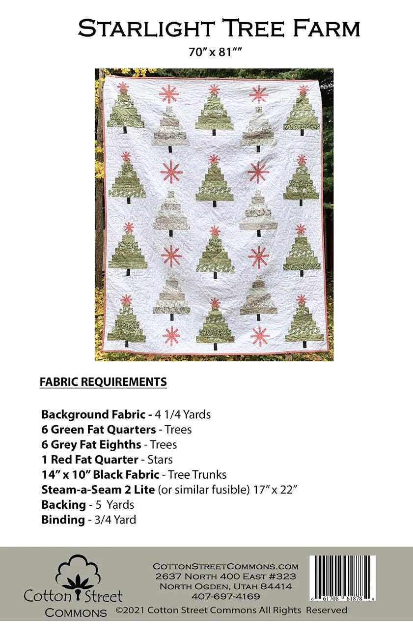 DIGITAL DOWNLOAD Cotton Street Commons Starlight Tree Farm Quilt Pattern Finished Size 70”x81”