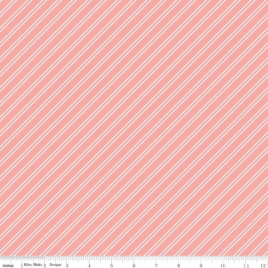 Riley Blake Between The Pages Fabric Collection Stripes on Coral Authentic Premium 100% Cotton Quilt Shop Quality Fabrics