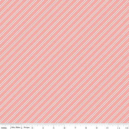 Riley Blake Between The Pages Fabric Collection Stripes on Coral Authentic Premium 100% Cotton Quilt Shop Quality Fabrics