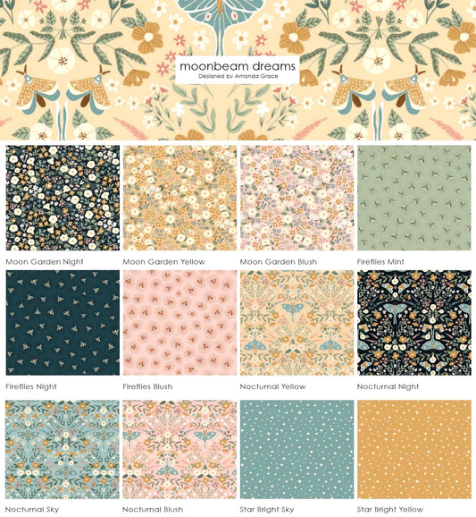Poppie Cotton Moonbeam Dreams Fabric Collection 42 pc 10" Stacker Authentic Premium 100% Cotton Quilt Shop Quality Fabrics
